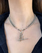 ANTIQUE SILVER CURB ALBERT WITH REMOVABLE T-BAR