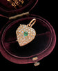 ANTIQUE 15CT GOLD DIAMOND & EMERALD HEART LOCKET