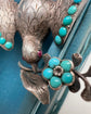 VICTORIAN SILVER & TURQUOISE DOVE PENDANT WITH ORIGINAL BOX