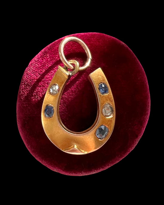ANTIQUE DIAMOND & SAPPHIRE HORSESHOE PENDANT