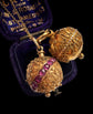 19TH CENTURY FRENCH 18CT GOLD & RUBY SPHERE PENDANT