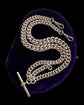 HEAVY ANTIQUE SILVER CURB ALBERT CHAIN WITH TBAR