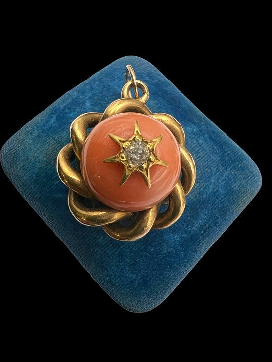 VICTORIAN CORAL & DIAMOND PENDANT