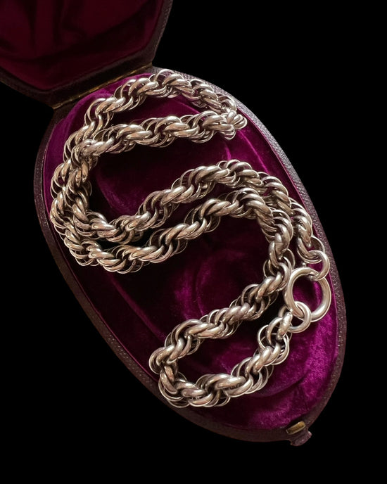 ANTIQUE CHUNKY SILVER ROPE TWIST CHAIN
