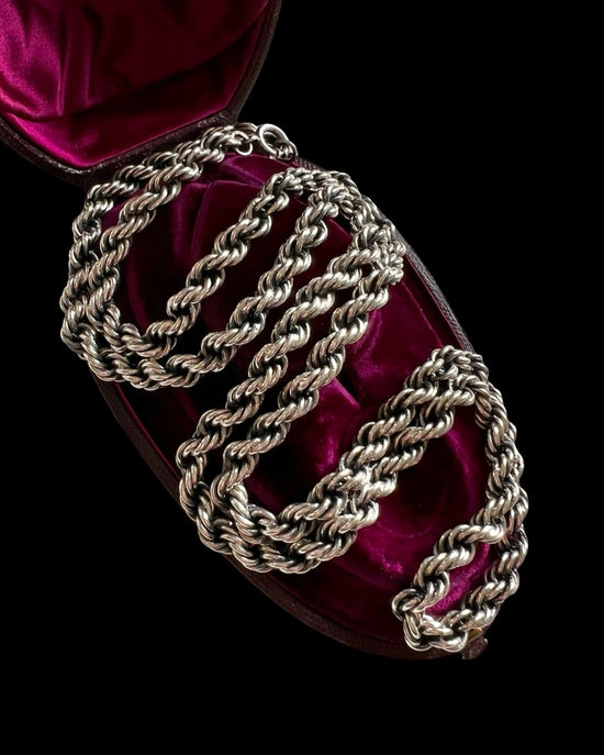 VINTAGE CHUNKY SILVER ROPE TWIST CHAIN