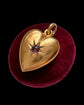 VICTORIAN 15CT GOLD & GARNET PUFFY HEART PENDANT