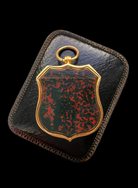 VICTORIAN LARGE 15CT GOLD SHIELD LOCKET PENDANT