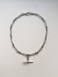 SILVER TWIST PAPERCLIP ALBERT CHAIN WITH TBAR