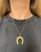 LARGE 18CT GOLD TURQUOISE & DIAMOND HORSESHOE PENDANT