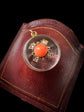 VICTORIAN ROCK CRYSTAL DOME LOCKET WITH DIAMOND & CORAL CENTRE