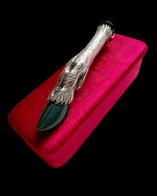 VICTORIAN SILVER & BLOODSTONE STAG LEG PENDANT