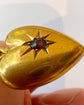 VICTORIAN 15CT GOLD & GARNET PUFFY HEART PENDANT