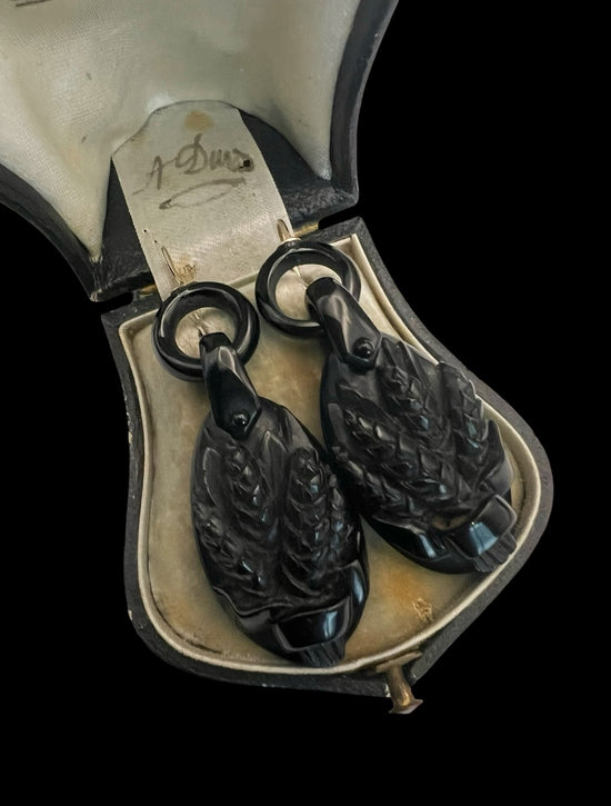 VICTORIAN WHITBY JET EARRINGS