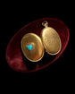 VICTORIAN 15CT GOLD LOCKET WITH TURQUOISE & DIAMOND HEART MOTIF