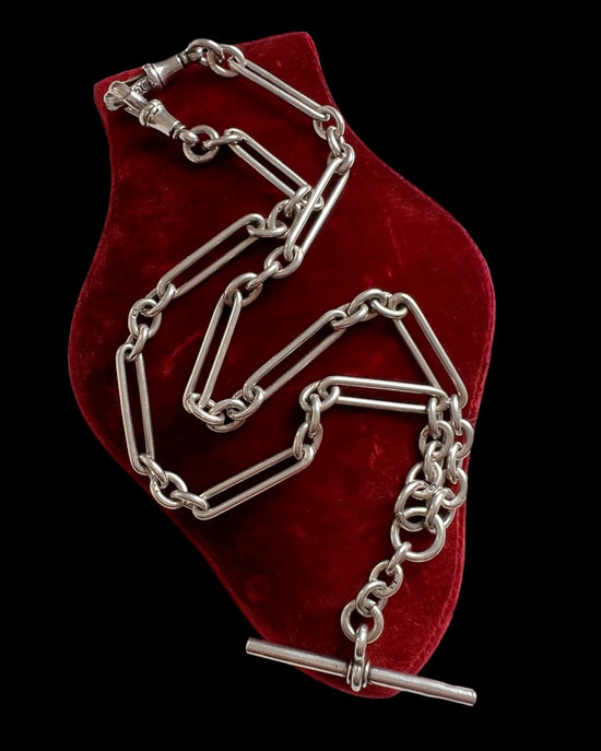 ANTIQUE SILVER PAPERCLIP ALBERT CHAIN