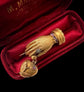 GEORGIAN GEM SET HAND WITH HEART LACE PIN BROOCH