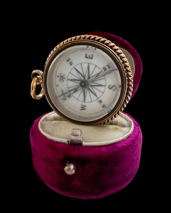 ANTIQUE 15CT GOLD COMPASS PENDANT