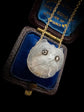 VICTORIAN CARVED MOONSTONE & DIAMOND DOG NECKLACE