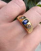 ANTIQUE SAPPHIRE & DIAMOND FLUSH SET RING