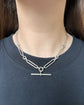 VICTORIAN SILVER PAPERCLIP & LOVERS KNOT ALBERT CHAIN