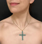 VICTORIAN FACETED PASTE AQUA BLUE CROSS PENDANT