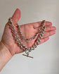 ANTIQUE SUPER CHUNKY SILVER CURB WITH DETACHABLE T-BAR