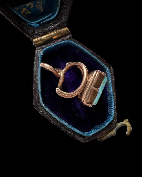 ANTIQUE 9CT GOLD MINI SNAKE FOB PENDANT