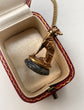 EARLY 19TH CENTURY 18CT GOLD & LAPIS DOG FOB PENDANT
