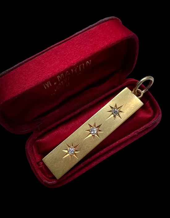 VICTORIAN 15CT GOLD & DIAMOND INGOT PENDANT