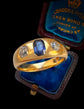 ANTIQUE SAPPHIRE & DIAMOND FLUSH SET RING