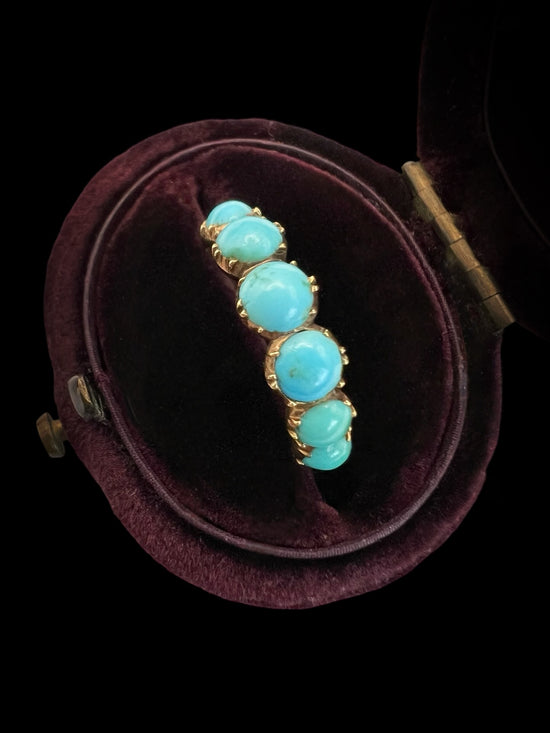 GEORGIAN TURQUOISE SEVEN STONE RING