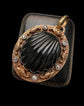 19TH CENTURY DIAMOND & BANDED AGATE SHELL PENDANT