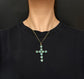 VICTORIAN FACETED PASTE AQUA BLUE CROSS PENDANT