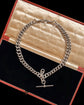 EDWARDIAN HEAVYWEIGHT SILVER DOUBLE CURB ALBERT CHAIN