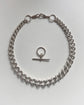 ANTIQUE SUPER CHUNKY SILVER CURB WITH DETACHABLE T-BAR