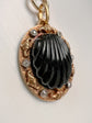 19TH CENTURY DIAMOND & BANDED AGATE SHELL PENDANT