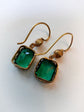 EARLY VICTORIAN GREEN PASTE DOUBLE DROP EARRINGS