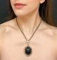 19TH CENTURY DIAMOND & BANDED AGATE SHELL PENDANT