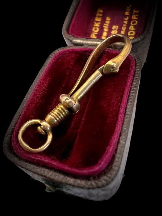 VICTORIAN 15CT GOLD LATGE SNAKE DOG CLIP