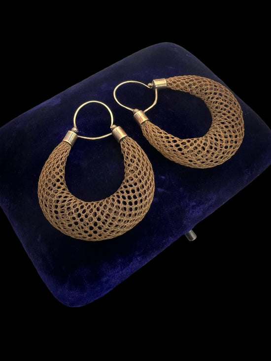 VICTORIAN HAIRWORK CREOLE EARRINGS