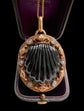 19TH CENTURY DIAMOND & BANDED AGATE SHELL PENDANT