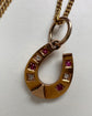 VICTORIAN DIAMOND & RUBY 15CT GOLD HORSESHOE PENDANT