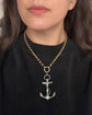 VICTORIAN MALACHITE & SILVER ANCHOR PENDANT