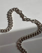 ANTIQUE CHUNKY SILVER CURB ALBERT CHAIN WITH T-BAR