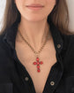 GEORGIAN LARGE PINK PASTE CROSS PENDANT