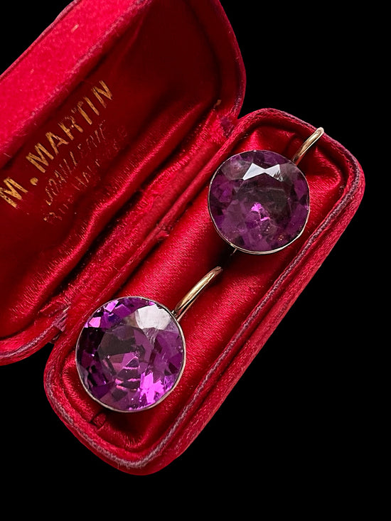 VICTORIAN PURPLE PASTE EARRINGS