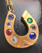 VICTORIAN 18CT GOLD & MULTICOLOUR PASTE HORSESHOE PENDANT