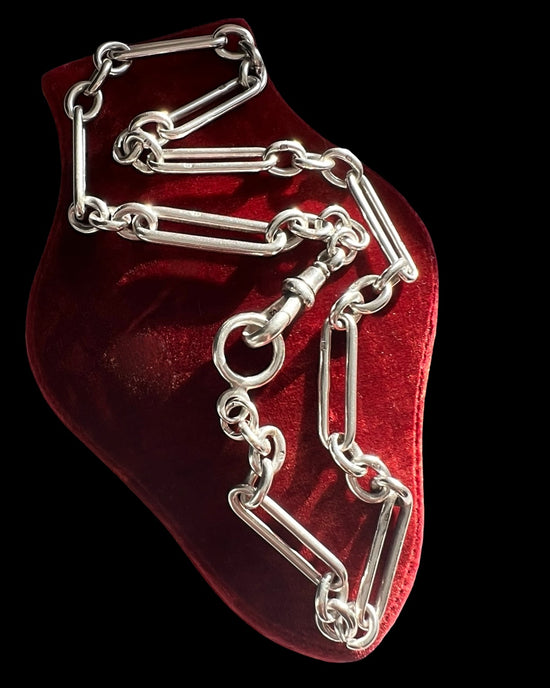 ANTIQUE SILVER PAPERCLIP ALBERT CHAIN