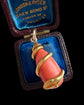VICTORIAN 15CT GOLD COILED SNAKE & CORAL PENDANT