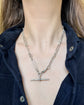 ANTIQUE SILVER PAPERCLIP ALBERT CHAIN WITH T-BAR